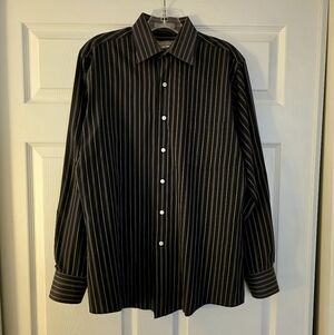 Black & Grey Striped Men's Dress Shirt